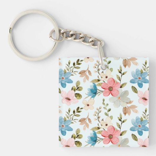 Porte-clés Motif Fleur sauvage couleur aquarelle (Devant)