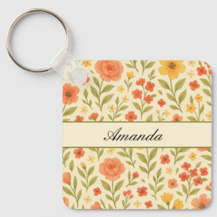 Porte-clés Motif Fleur sauvage vintage