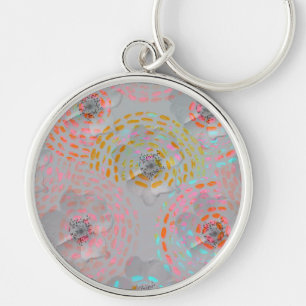 Porte-clés Motif fleuri coloré avec lignes graphiques pointil