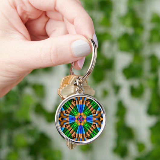 Porte-clés Motif Fleurs Abstraites uniques (main)
