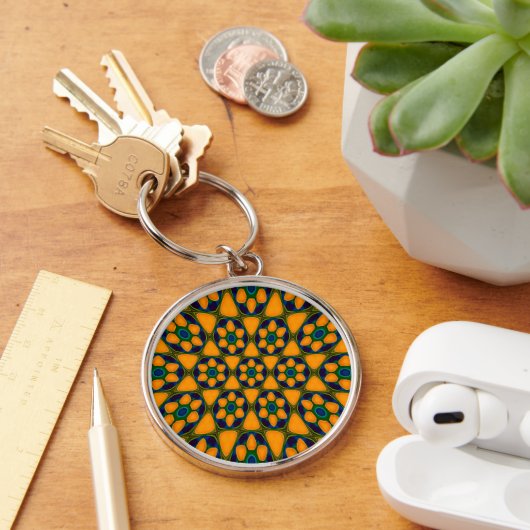 Porte-clés Motif Fleurs Abstraites uniques (Bureau)