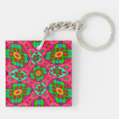 Porte-clés Motif Fleurs Abstraites uniques (Dos)