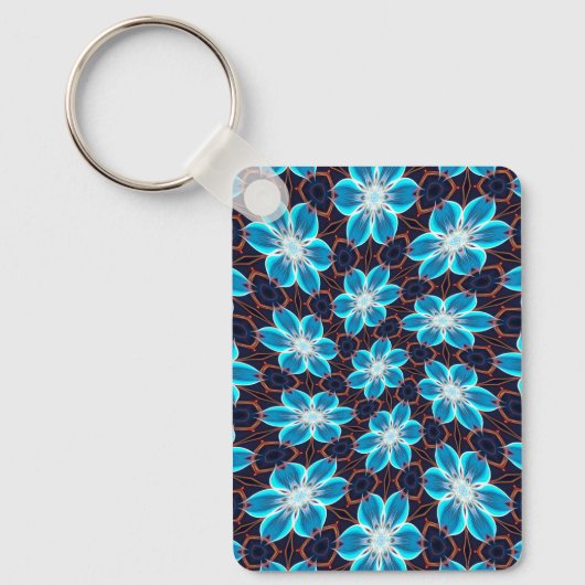 Porte-clés Motif Fleurs bleues Abstraites (Recto)