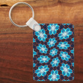 Porte-clés Motif Fleurs bleues Abstraites (Recto)