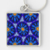 Porte-clés Motif Fleurs bleues Abstraites (Devant)