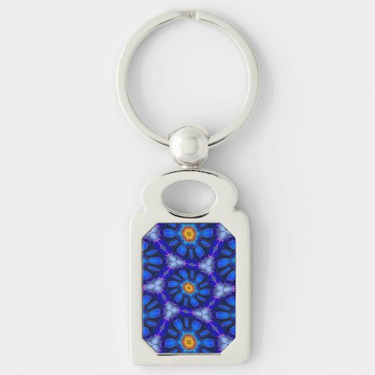 Porte-clés Motif Fleurs bleues Abstraites (Devant)