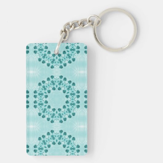 Porte-clés Motif floral, bleu Turquoise (Dos)