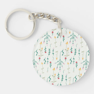 Porte-clés Motif floral botanique victorien sombre et maussad
