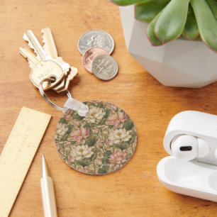 Porte-clés Motif floral botanique vintage lotus d'eau