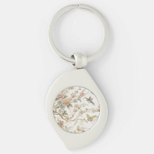 Porte-clés Motif floral chinois vintage avec colibri