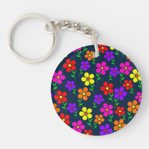 Porte-clés Motif floral de fleurs colorées