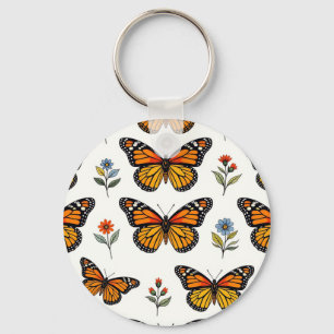 Porte-clés Motif floral de papillon monarque