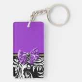 Porte-clés Motif floral de remous pourpre noir de fleur (Dos)