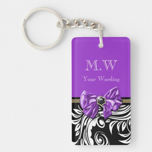 Porte-clés Motif floral de remous pourpre noir de fleur (Devant)