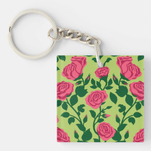 Porte-clés Motif floral de rose rose