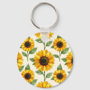 Porte-clés Motif floral de tournesol jaune vif sans couture