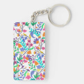 Porte-clés Motif floral exotique coloré (Dos)