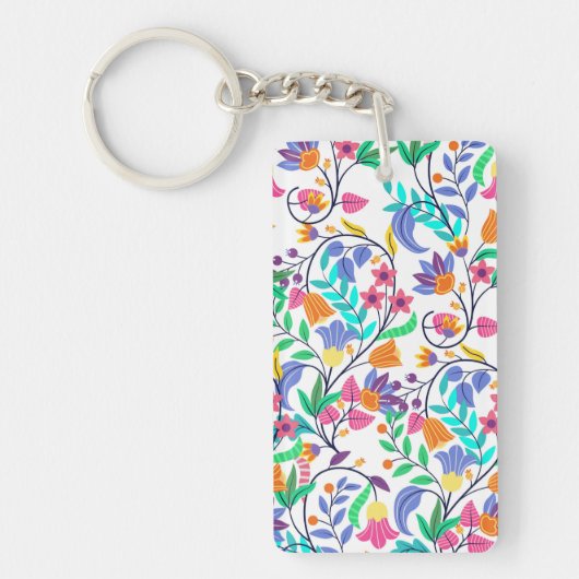 Porte-clés Motif floral exotique coloré (Devant)