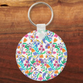 Porte-clés Motif floral exotique coloré (Recto)
