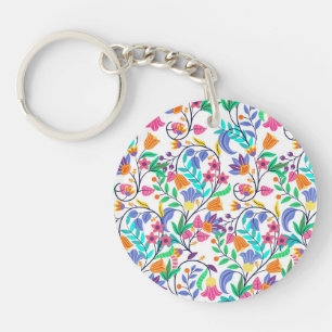 Porte-clés Motif floral exotique coloré
