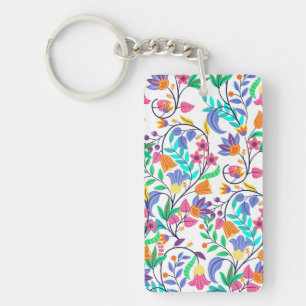 Porte-clés Motif floral exotique coloré-23147