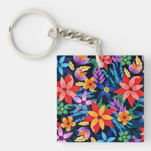 Porte-clés Motif floral exotique coloré-68578