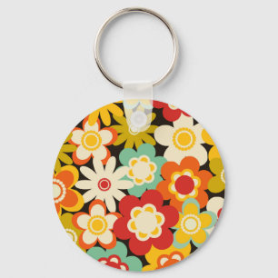 Porte-clés Motif floral mignon rétro coloré vif