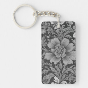 Porte-clés Motif floral monochrome vintage