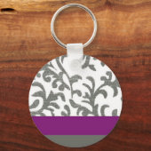 Porte-clés Motif floral pourpre et gris (Recto)