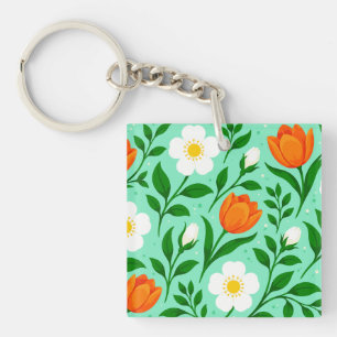 Porte-clés Motif floral printanier sans couture coloré