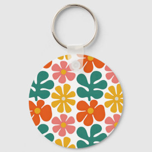 Porte-clés Motif floral rétro des années 70