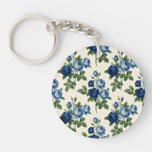 Porte-clés Motif floral Rose Bleue