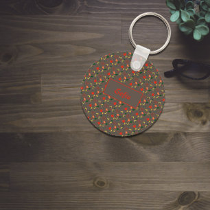 Porte-clés Motif floral rouge fleur sauvage nom Porte - clé