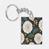 Porte-clés Motif floral sophistiqué avec fleurs blanches (Devant gauche)
