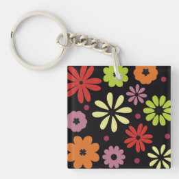 Porte-clés Motif floral transparent automnal