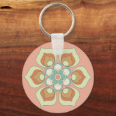 Porte-clés motif floral vert rétro (Recto)