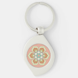 Porte-clés motif floral vert rétro