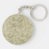 Porte-clés Motif Floral Vert Sage Antique Damas (Dos)