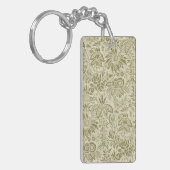 Porte-clés Motif Floral Vert Sage Antique Damas (Devant gauche)