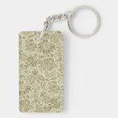 Porte-clés Motif Floral Vert Sage Antique Damas (Dos)