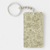 Porte-clés Motif Floral Vert Sage Antique Damas (Devant)