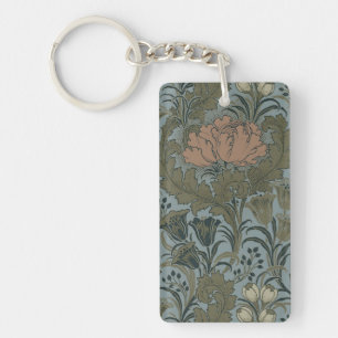 Porte-clés Motif floral victorien antique terre cuite sauge