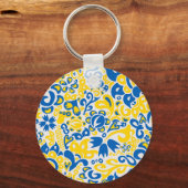 Porte-clés Motif folklorique aux couleurs du drapeau ukrainie (Recto)