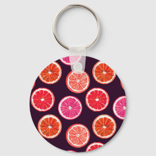Porte-clés Motif foncé Citrus peint à la main