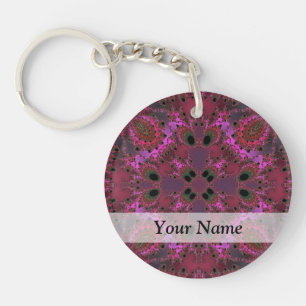 Porte-clés Motif fractal numérique magenta