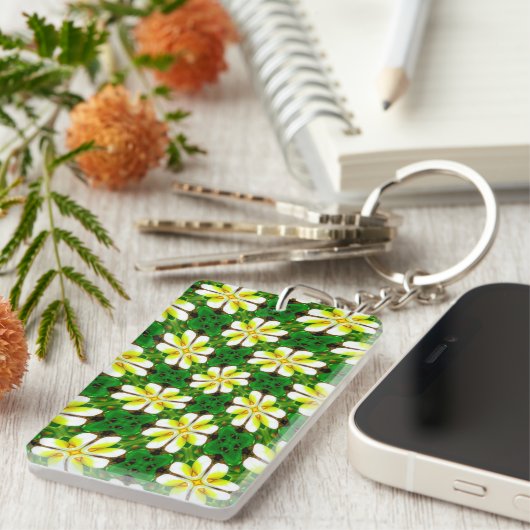Porte-clés Motif frangipanier jaune (Devant droit)