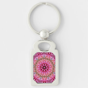 Porte-clés Motif géométrique à fleurs rose Mandala-67545