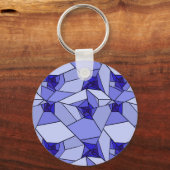Porte-clés Motif géométrique abstrait bleu (Verso)