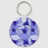 Porte-clés Motif géométrique abstrait bleu (Verso)