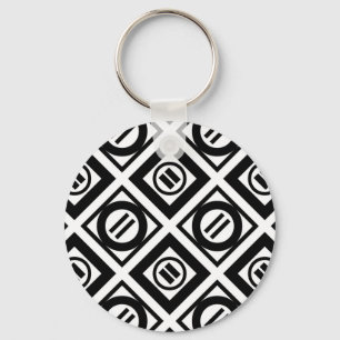 Porte-clés Motif géométrique Black Equal Sign en blanc
